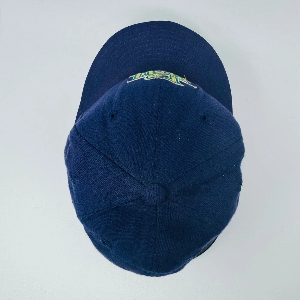 VTG Milwaukee Brewers Hat 7 3/8 NewEra 5950 Baseball Blue‎ MLB Diamond US Made